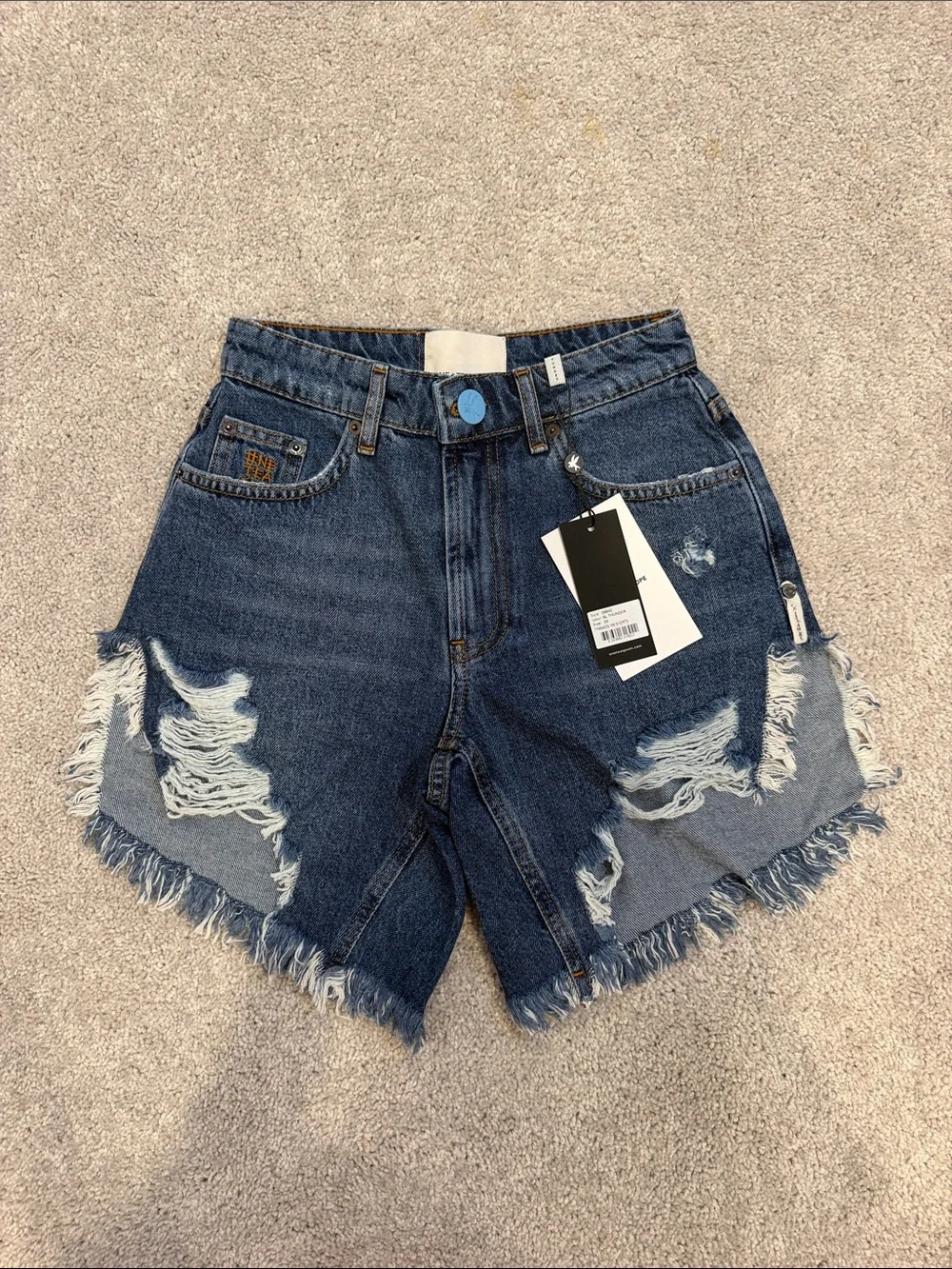 NWT One Teaspoon High Waist Long Length Denim Shorts - Blue Thunder, 23